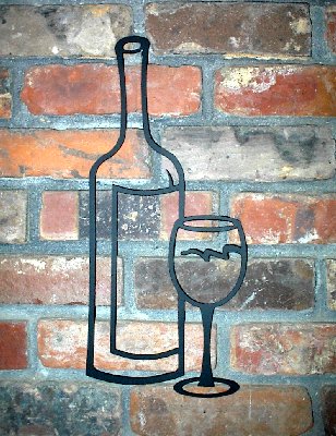 Wine bottle and glass